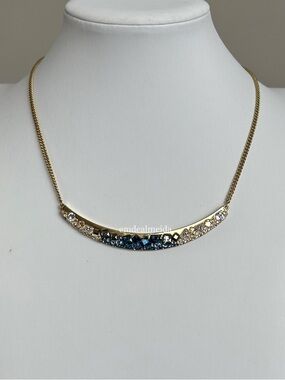 Swarovski Crystal Gold Tone Freckle Blue Collar Bib Necklace 5226101